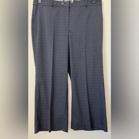 NWOT Vince Camuto Wide Leg Plaid Trouser Pants Dark Grey Plus Size 20W - Picture 3 of 14